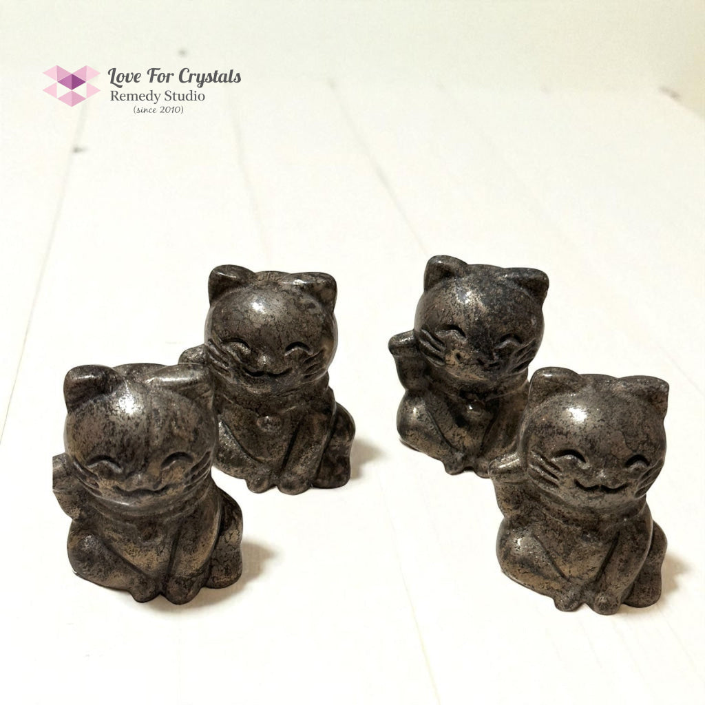 Pyrite Money Cat 55mm (Lightline Essentials) Encoded for Wealth Magnetism Random Piece Pyrite