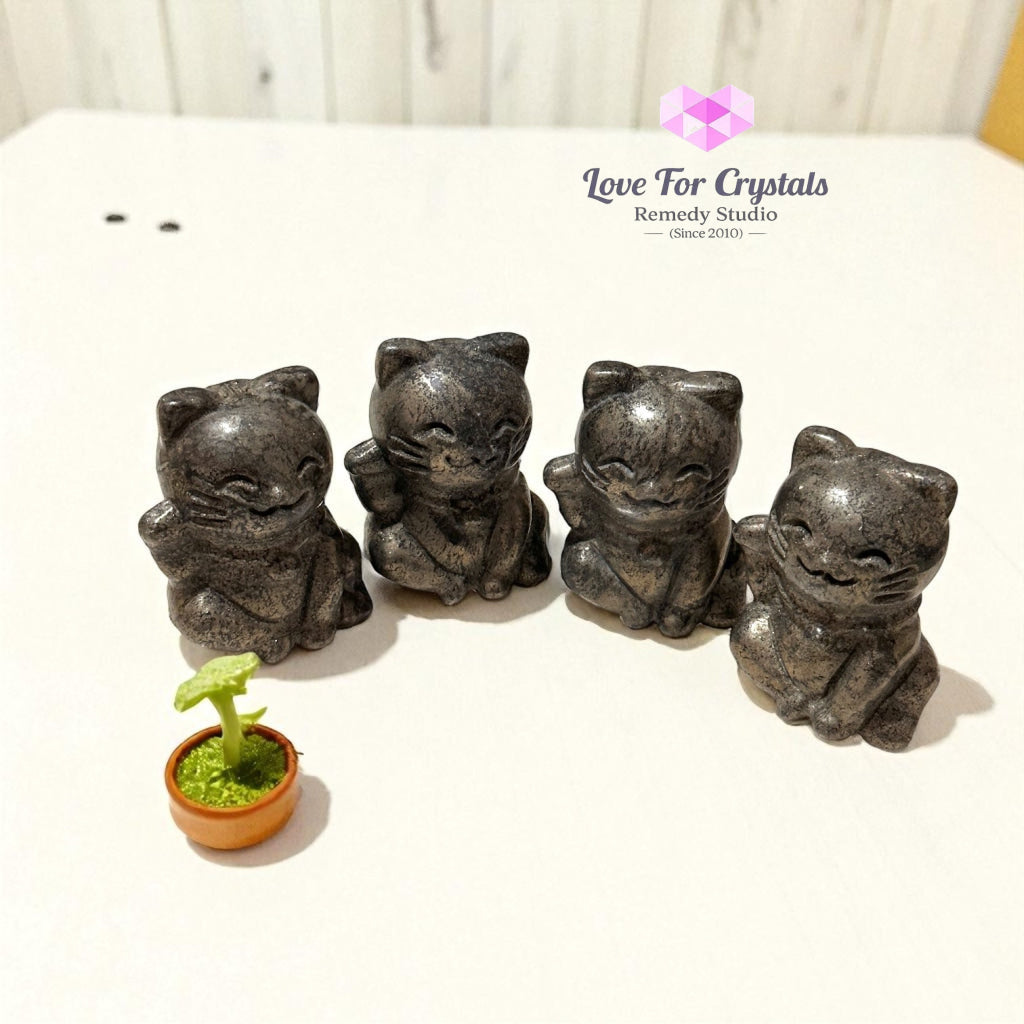 Pyrite Money Cat 55mm (Lightline Essentials) Encoded for Wealth Magnetism Random Piece Pyrite