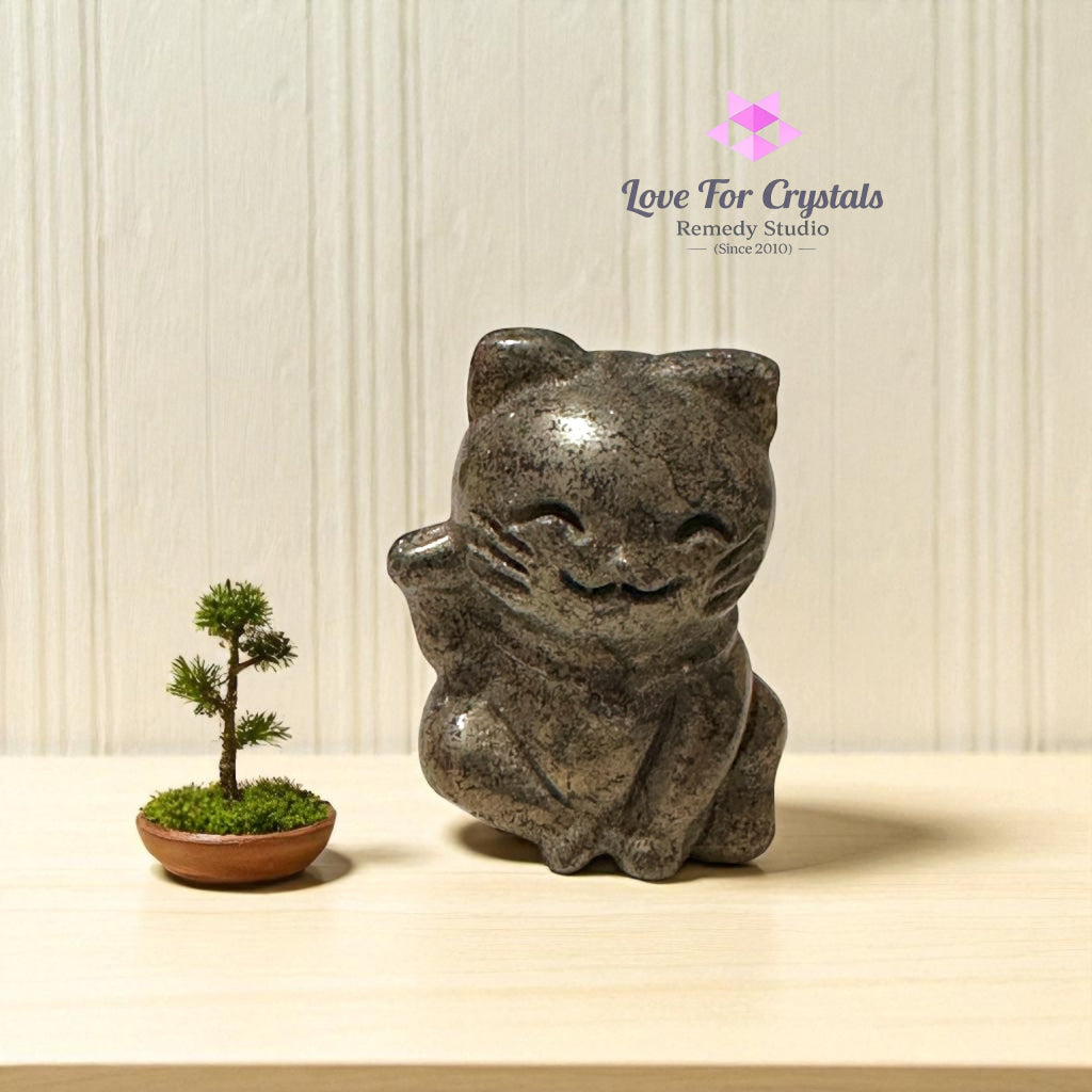 Pyrite Money Cat 55mm (Lightline Essentials) Encoded for Wealth Magnetism Random Piece Pyrite