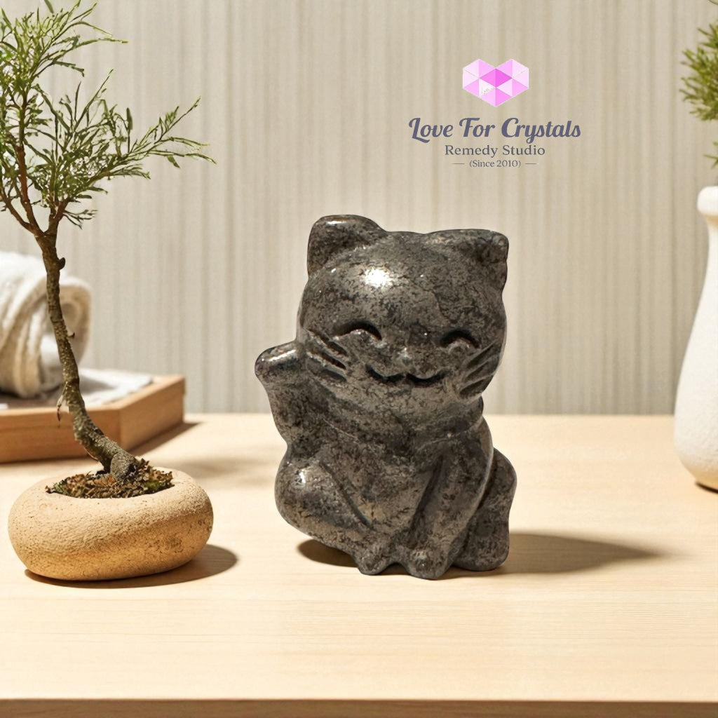 Pyrite Money Cat 55mm (Lightline Essentials) Encoded for Wealth Magnetism Random Piece Pyrite