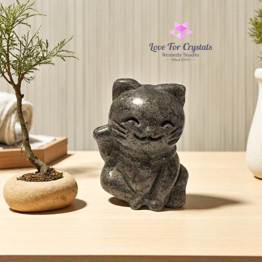 Pyrite Money Cat 55mm (Lightline Essentials) Encoded for Wealth Magnetism Random Piece Pyrite