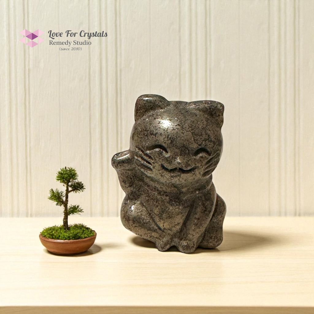 Pyrite Money Cat 55mm (Lightline Essentials) Encoded for Wealth Magnetism Random Piece Pyrite