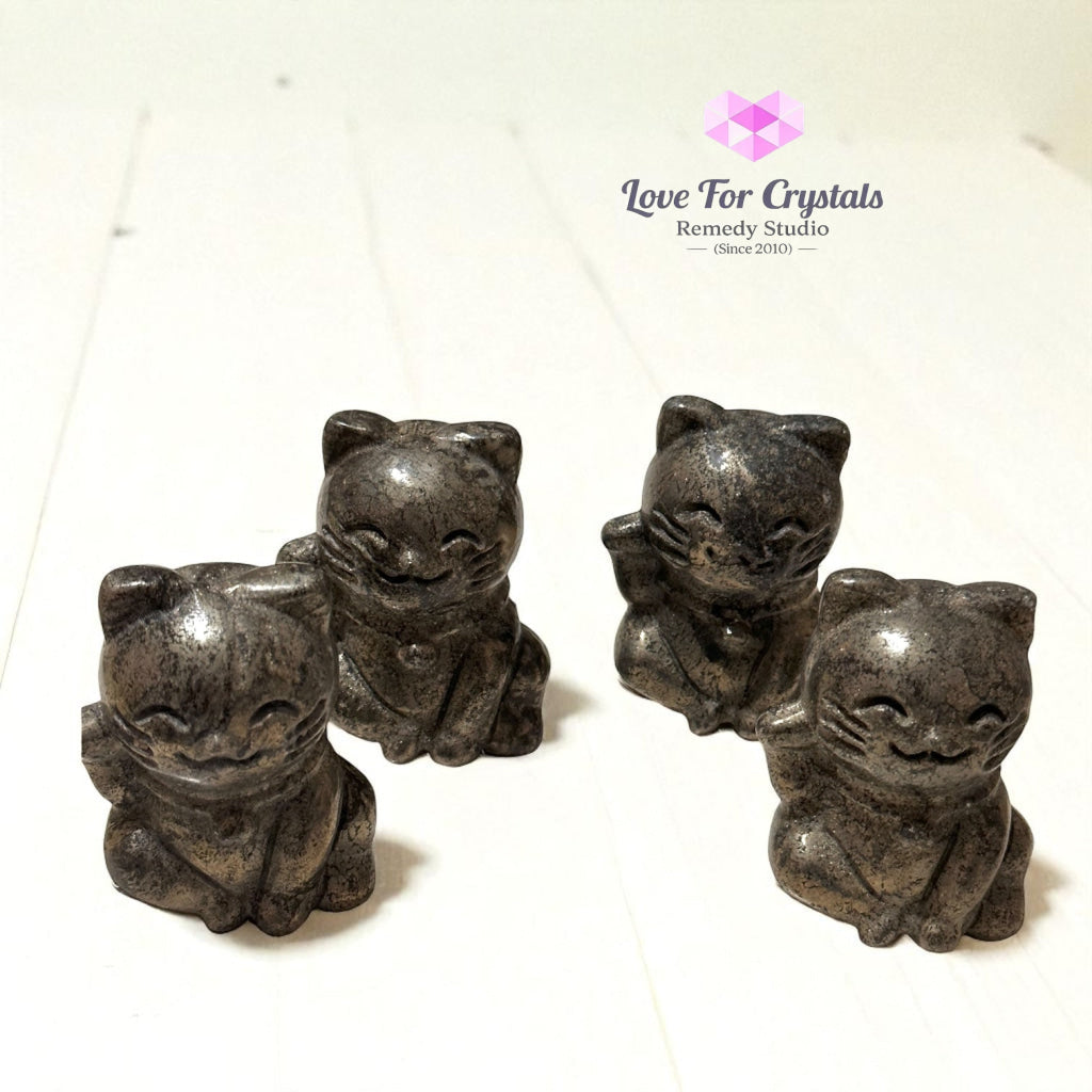 Pyrite Money Cat 55mm (Lightline Essentials) Encoded for Wealth Magnetism Random Piece Pyrite