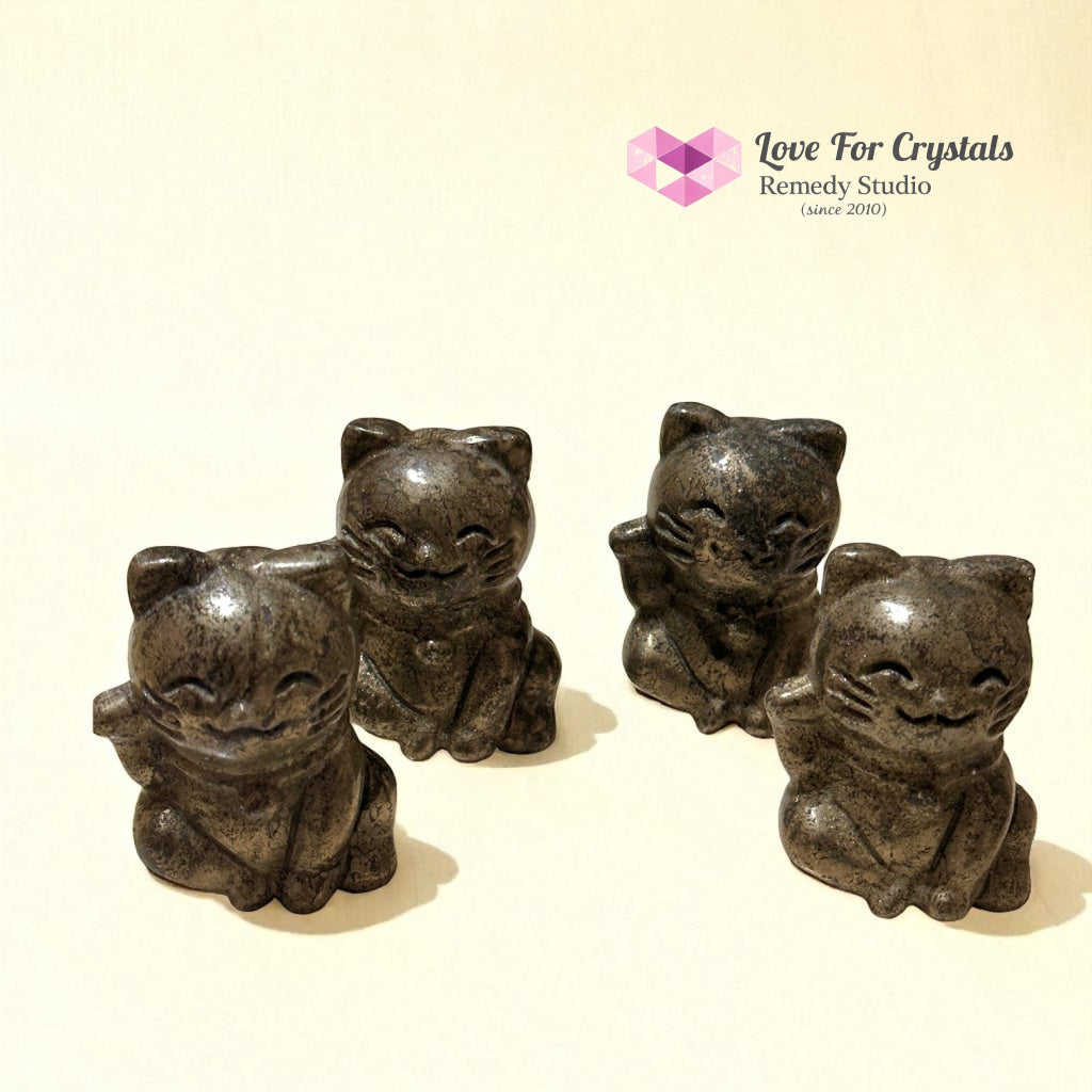 Pyrite Money Cat 55mm (Lightline Essentials) Encoded for Wealth Magnetism Random Piece Pyrite