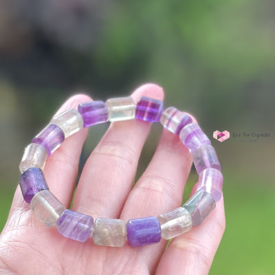 Rainbow Fluorite (Cylinder Shaped) Bangle Bracelet Bracelets