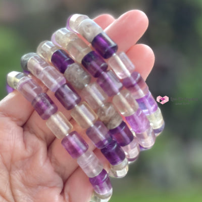 Rainbow Fluorite (Cylinder Shaped) Bangle Bracelet Bracelets