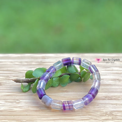 Rainbow Fluorite (Cylinder Shaped) Bangle Bracelet Size 5.5 Bracelets