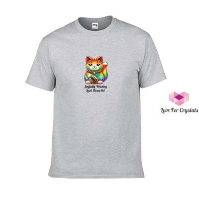 Rainbow Fortune Cat (Shirts of Fortune) by Fort M Treasures Grey 3XL