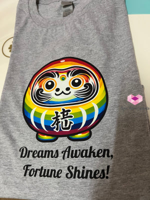 Rainbow Wish Granting Daruma (Shirts of Fortune) by Fort M Treasures Grey XL - Exclusive One Piece