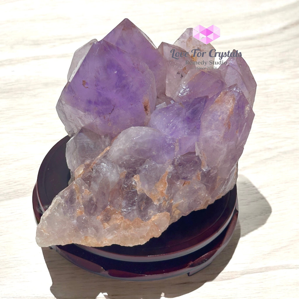 Raw Amethyst Cluster on Rotating Wooden Stand 5.5kgs (Brazil) 5.5kgs Amethyst