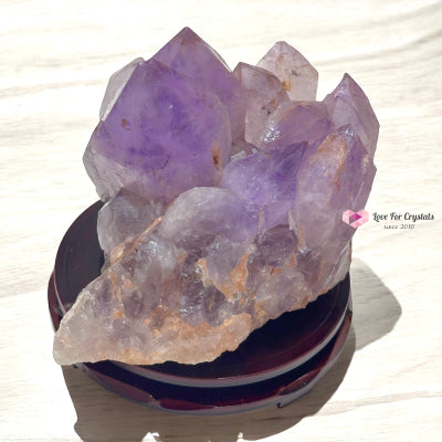 Raw Amethyst Cluster on Rotating Wooden Stand 5.5kgs (Brazil) 5.5kgs Amethyst