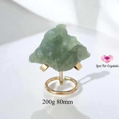 Raw Prehnite on Stand (Heart Knowing • Healing • Divine Order) Pre-coded Activated 200g 80mm Raw