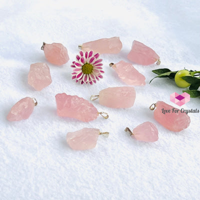 Raw Rose Quartz Pendant (Brazil) 20-45Mm Pendants & Necklaces