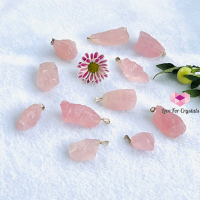 Raw Rose Quartz Pendant (Brazil) 20-45Mm Pendants & Necklaces