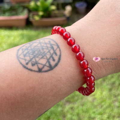 Red Agate 6Mm Crystal Bracelet Bracelets & Bangles