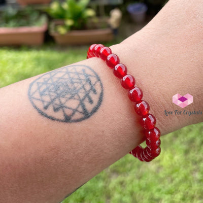 Red Agate 6Mm Crystal Bracelet Bracelets & Bangles
