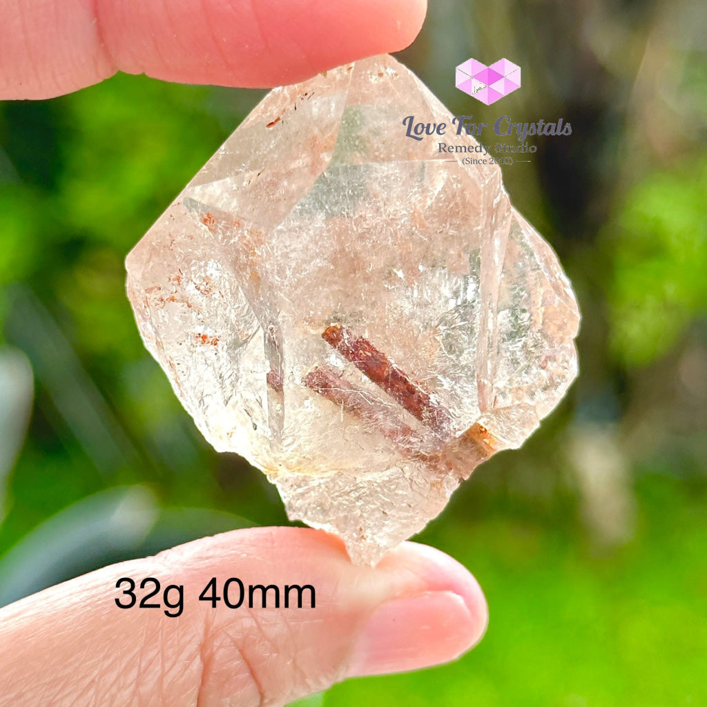 Red Epidote In Smoky Quartz Pocket Size (Aaa) Brazil Raw Stones