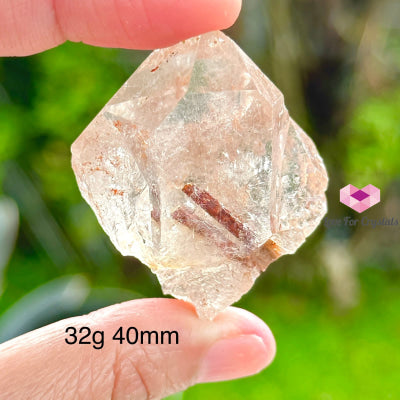 Red Epidote In Smoky Quartz Pocket Size (Aaa) Brazil Raw Stones
