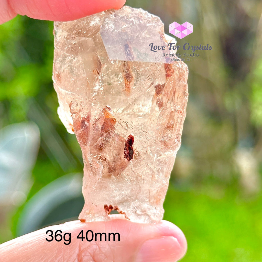 Red Epidote In Smoky Quartz Pocket Size (Aaa) Brazil Raw Stones