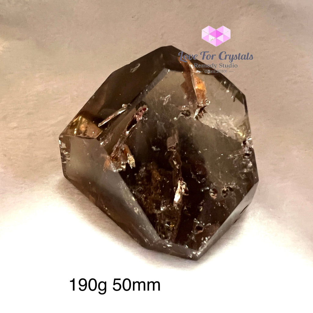 Red Epidote In Smoky Quartz Polished (Brazil) Aaaa 190G 50Mm Stones