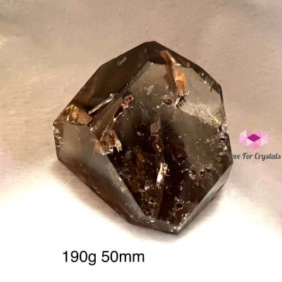 Red Epidote In Smoky Quartz Polished (Brazil) Aaaa 190G 50Mm Stones