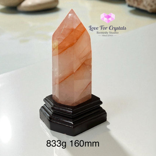 Red Fire Quartz Anchor Pointer with Wooden Stand 833g 160mm Fire quartz