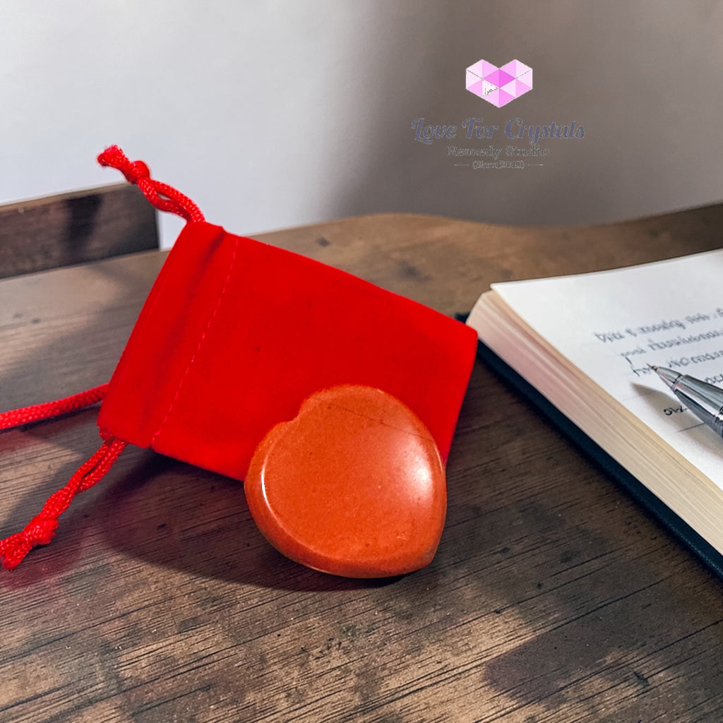 Red Jasper Grounding Heart Worry Stone 40mm (encoded and activated) Random Piece 40mm Worry stone