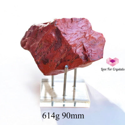 Red Jasper Raw with Acrylic stand (Large) Brazil 614g 90mm Raw crystals