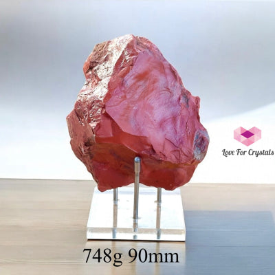 Red Jasper Raw with Acrylic stand (Large) Brazil 748g 90mm Raw crystals