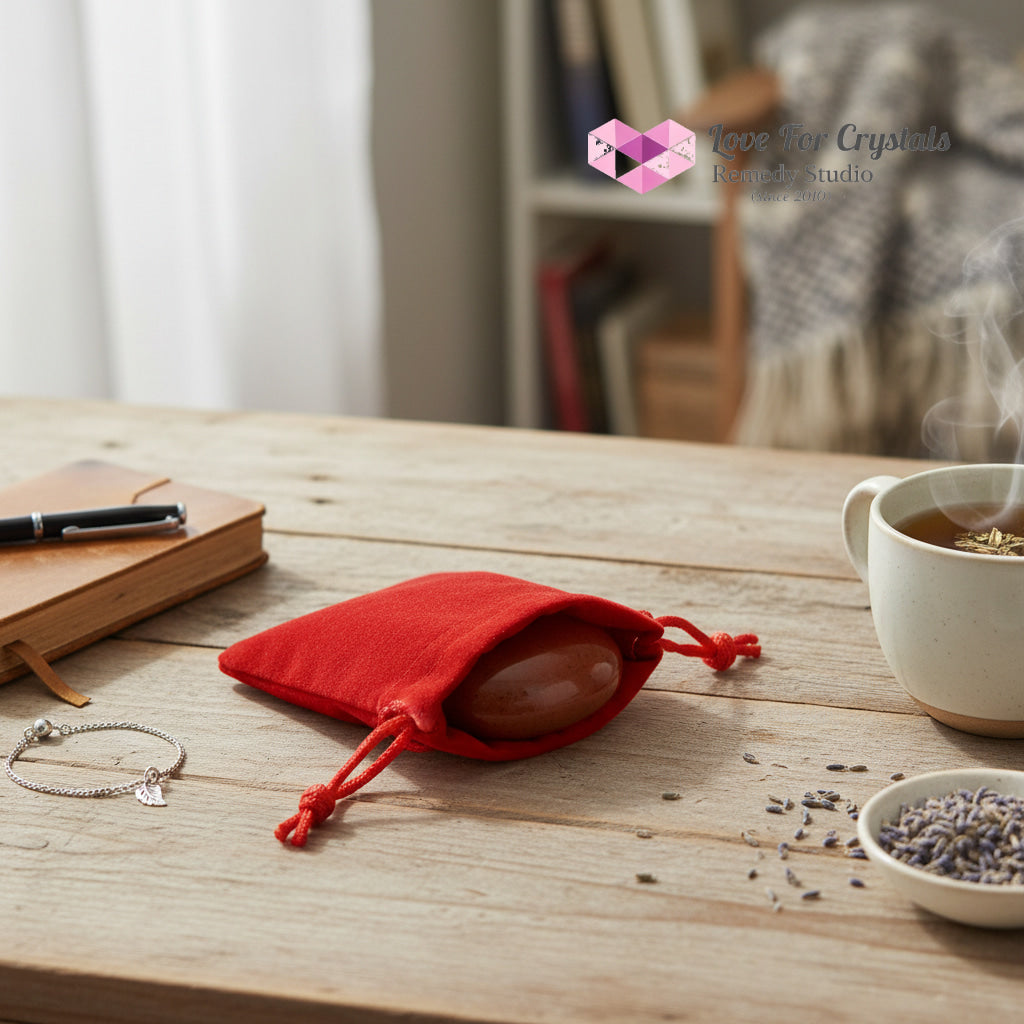 Red Jasper Stability Palm Stone 45mm (encoded & activated) Jasper