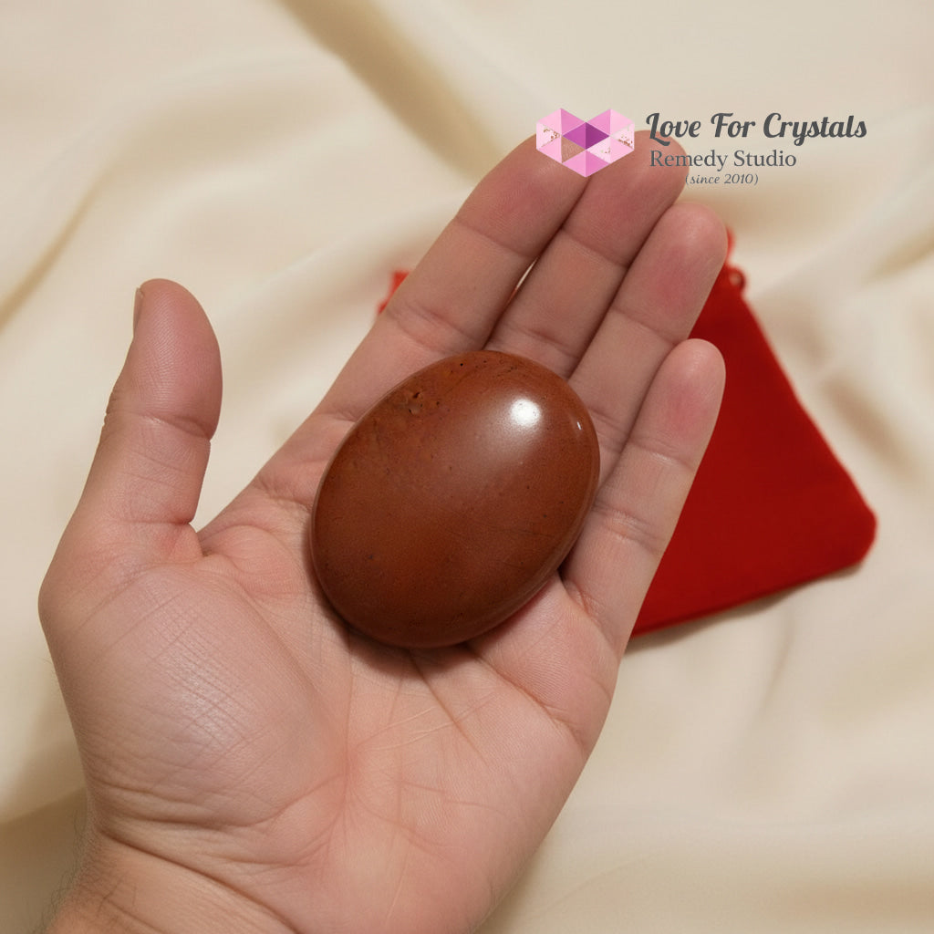 Red Jasper Stability Palm Stone 45mm (encoded & activated) Jasper