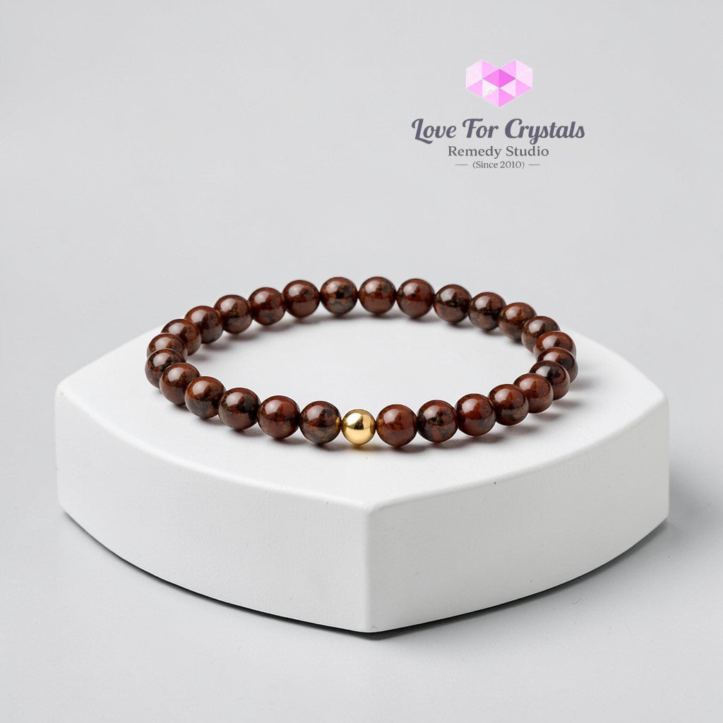 Red Obsidian Deep Emotonal Release 6mm Bracelet with 14k gold filled bead Bracelets & Bangles