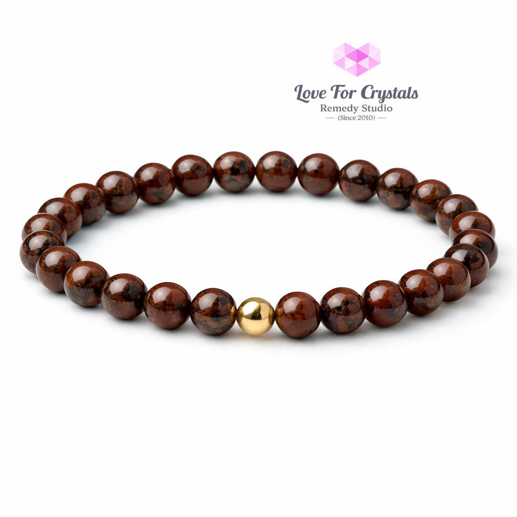 Red Obsidian Deep Emotonal Release 6mm Bracelet with 14k gold filled bead Bracelets & Bangles