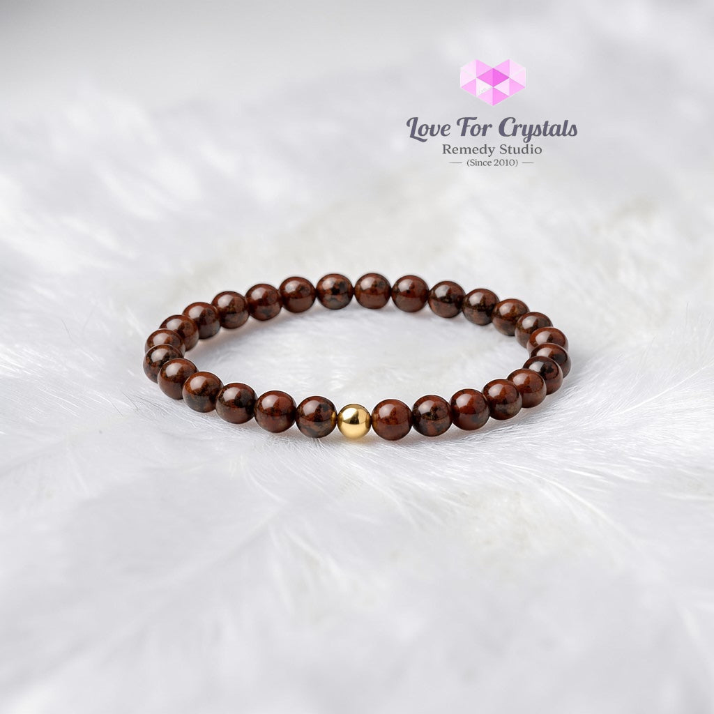 Red Obsidian Deep Emotonal Release 6mm Bracelet with 14k gold filled bead Bracelets & Bangles
