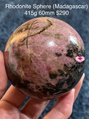 Rhodonite Sphere (Madagascar) 415G 60Mm