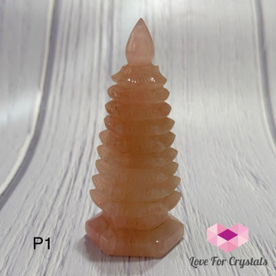 Rose Quartz 9-Tier Pagoda 4 Photo 1 Polished Crystals
