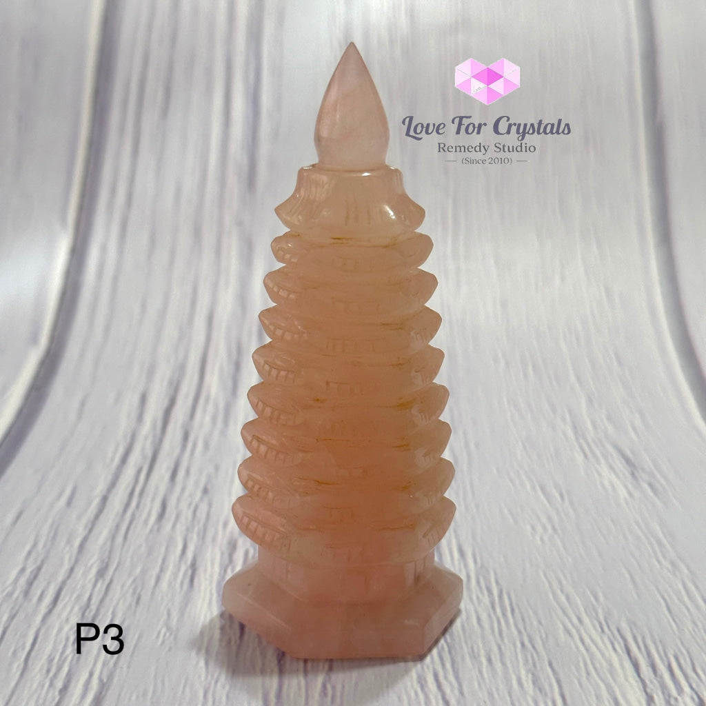 Rose Quartz 9-Tier Pagoda 4 Photo 3 Polished Crystals