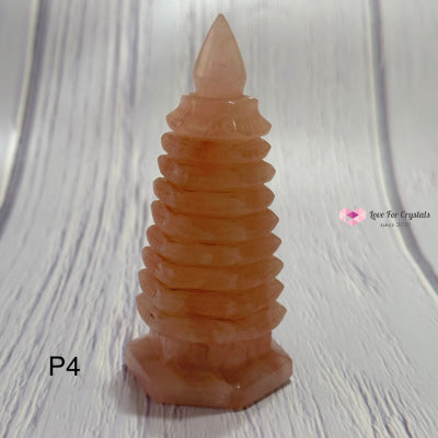 Rose Quartz 9-Tier Pagoda 4 Photo Polished Crystals