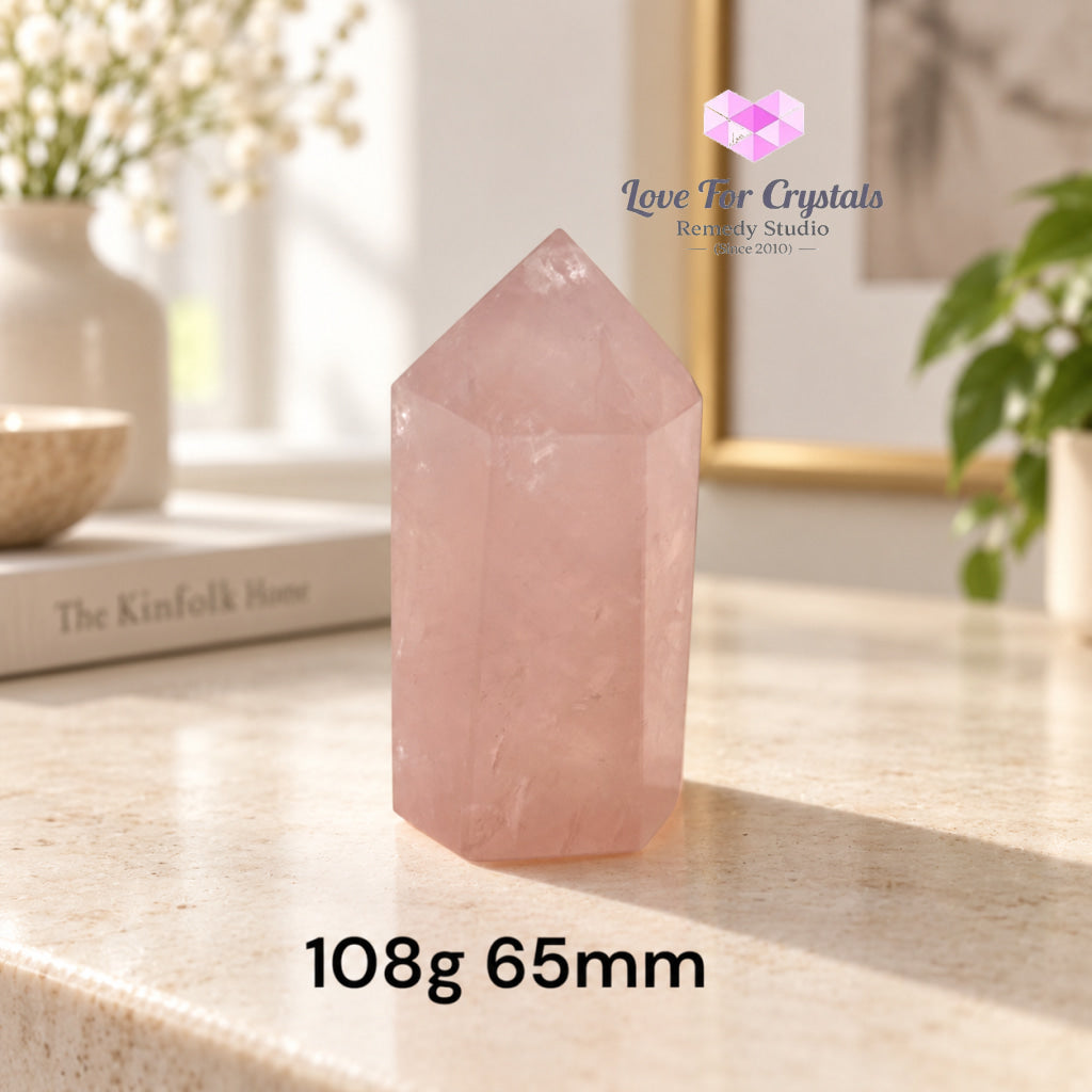 Rose Quartz AAA Tower (Brazil) - 108g 65mm - Rose quartz