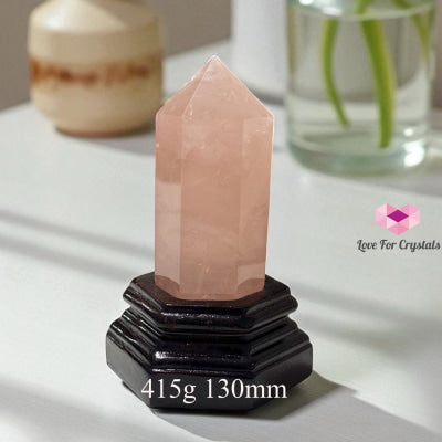 Rose Quartz Anchor Pointer with Wooden Stand 415g 130mm Rose quartz