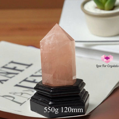 Rose Quartz Anchor Pointer with Wooden Stand 550g 120mm Rose quartz