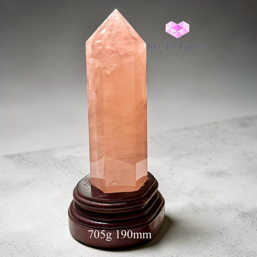 Rose Quartz Anchor Pointer with Wooden Stand (Encoded & Activated) 705g 190mm (AAA) Rose quartz
