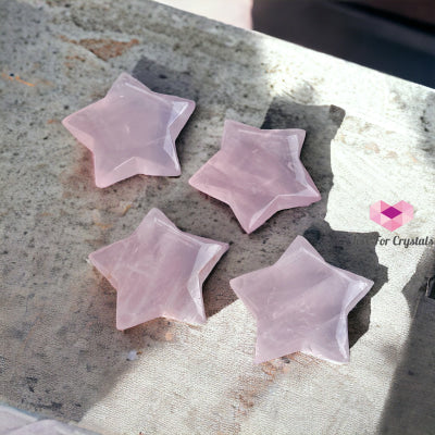 Rose Quartz Carved Star 40Mm Crystal