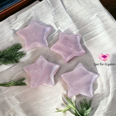 Rose Quartz Carved Star 40Mm Crystal