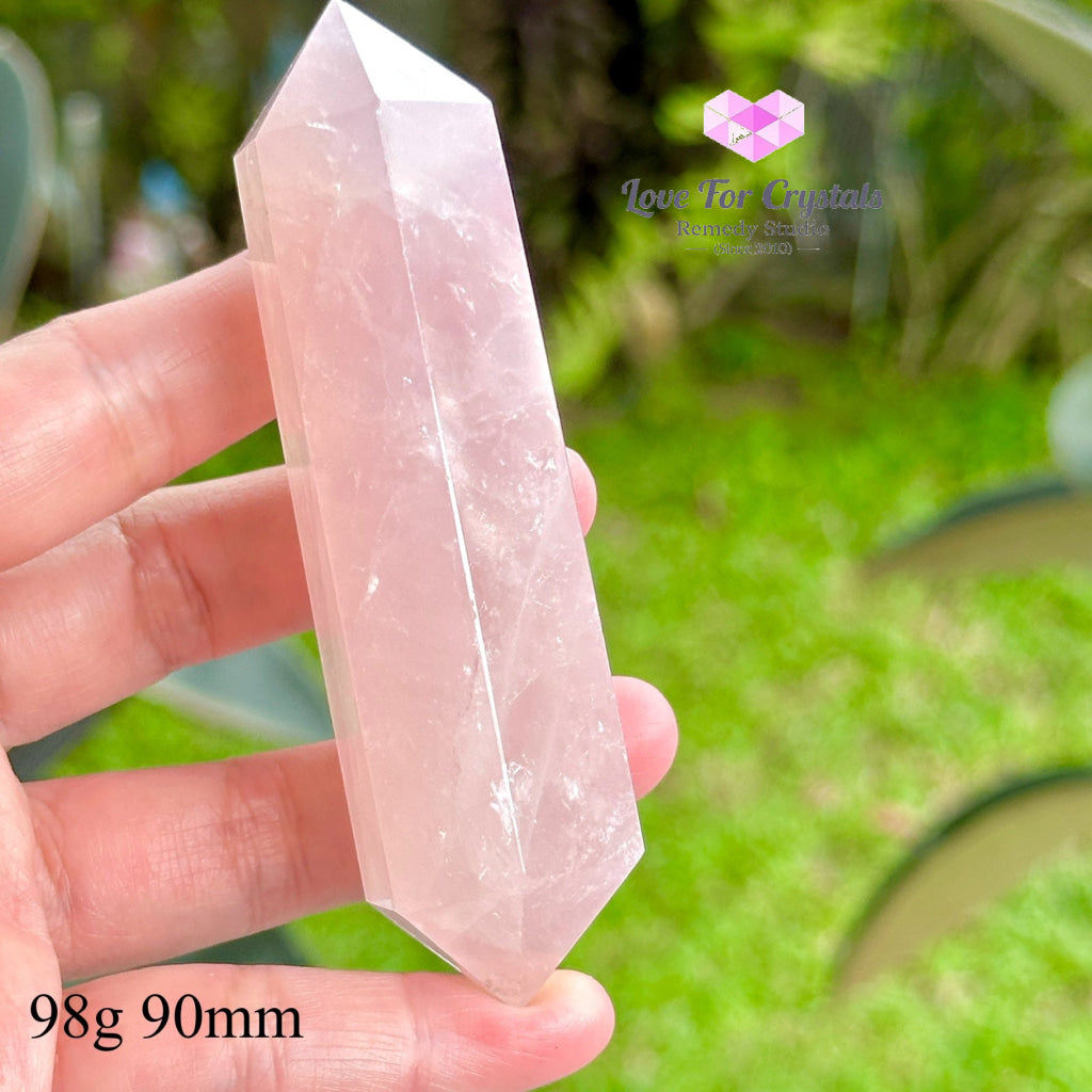 Rose Quartz Double Terminated Points (Brazil) 98G 90Mm Polished Crystals