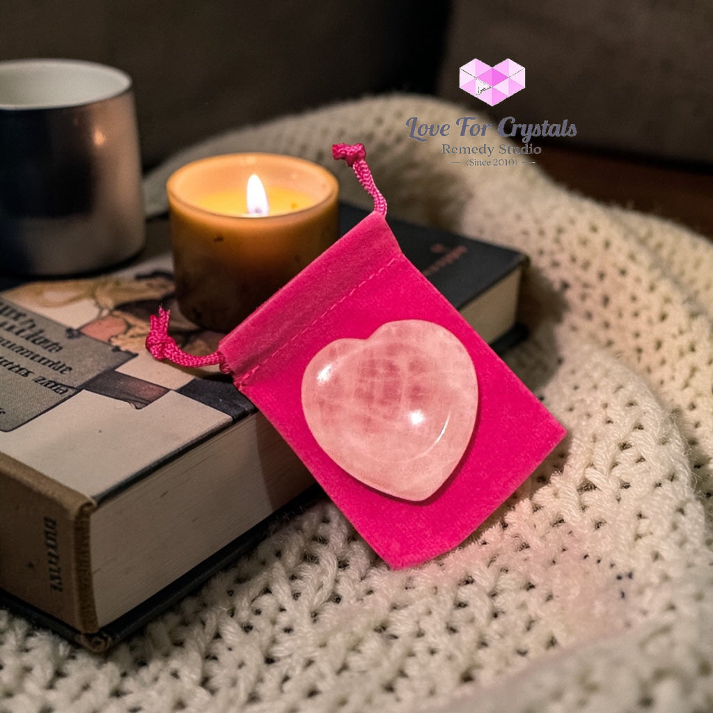 Rose Quartz Emotional Ease Heart Worry Stone 40mm (encoded and activated) Random Piece 40mm Worry stone