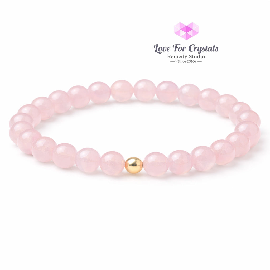 Rose Quartz Gentle Heart 6mm Bracelet with 14k gold filled bead Bracelets & Bangles