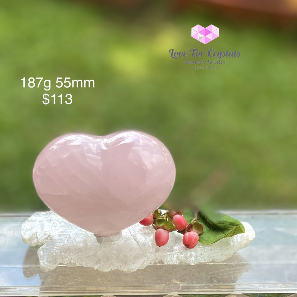 Rose Quartz Heart (Madagascar) 187G 55Mm Polished Stones
