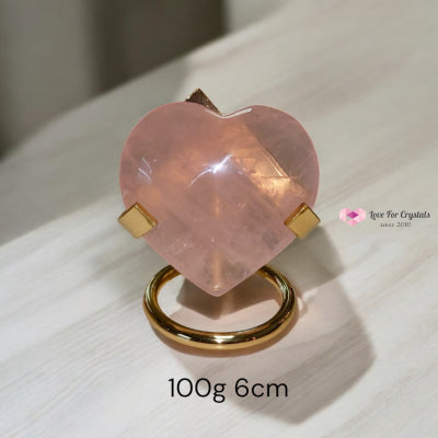 Rose Quartz Heart with Stand (Brazil) Premium AAA (Pre-coded & Activated) 100g 6cm Rose quartz