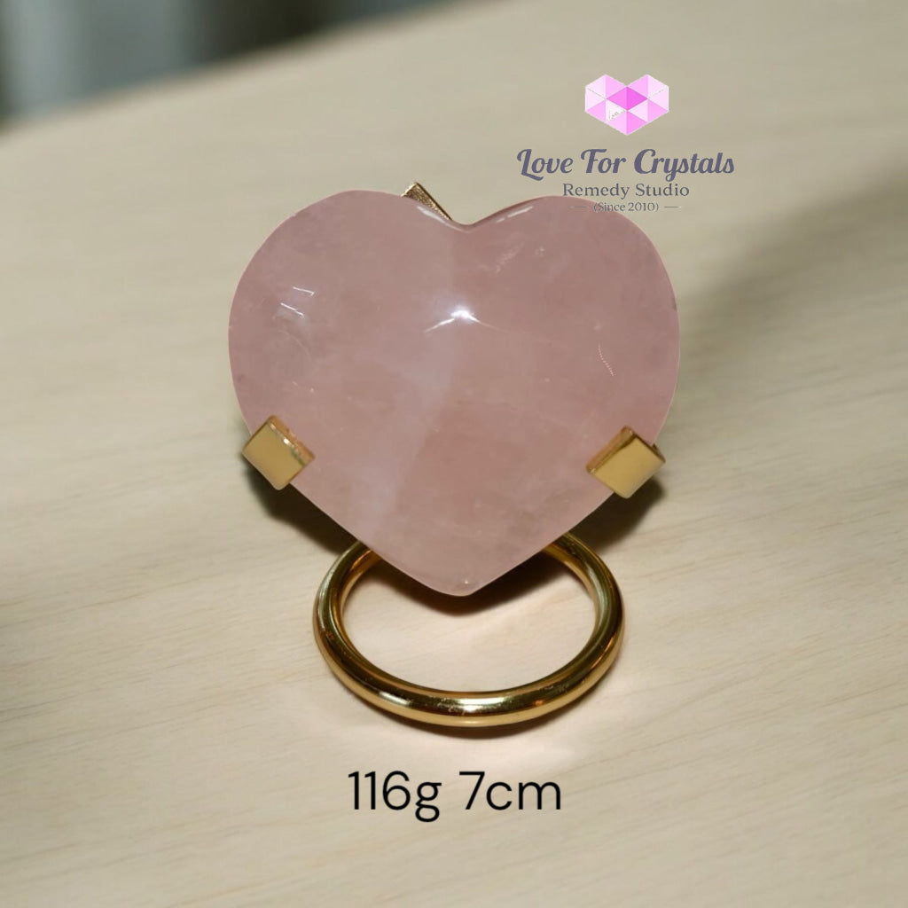 Rose Quartz Heart with Stand (Brazil) Premium AAA (Pre-coded & Activated) 116g 7cm Rose quartz